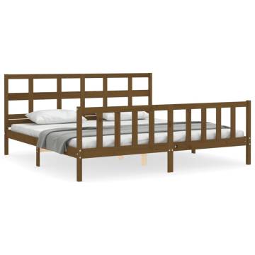 Honey Brown Bed Frame with Headboard - Solid Pine Wood 200x200 cm