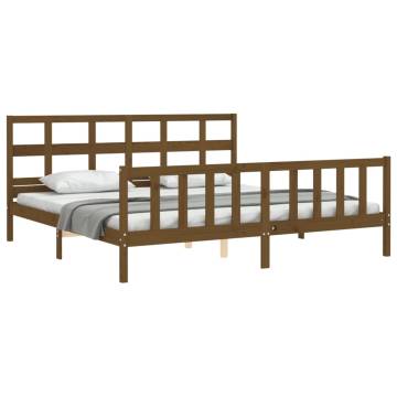 Honey Brown Bed Frame with Headboard - Solid Pine Wood 200x200 cm