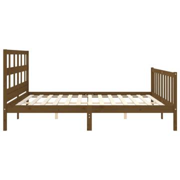 Honey Brown Bed Frame with Headboard - Solid Pine Wood 200x200 cm