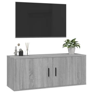 Wall Mounted TV Cabinet Grey Sonoma - Stylish & Practical 100x34.5cm