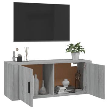 Wall Mounted TV Cabinet Grey Sonoma - Stylish & Practical 100x34.5cm