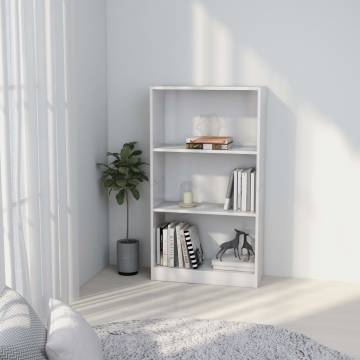 3-Tier Book Cabinet White - Engineered Wood | Hipomarket