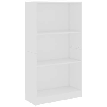 3-Tier Book Cabinet White - Engineered Wood | Hipomarket