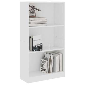 3-Tier Book Cabinet White - Engineered Wood | Hipomarket