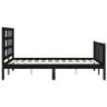 Black Solid Wood Bed Frame with Headboard 140x190 cm