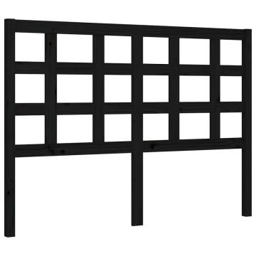 Black Solid Wood Bed Frame with Headboard 140x190 cm