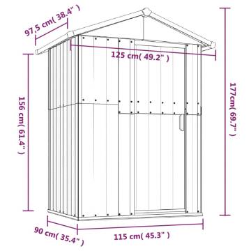 Garden Shed Grey 126x97.5 cm - Galvanised Steel Storage