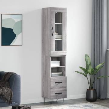 Highboard Grey Sonoma 34.5x34x180 cm - Stylish Storage Solution