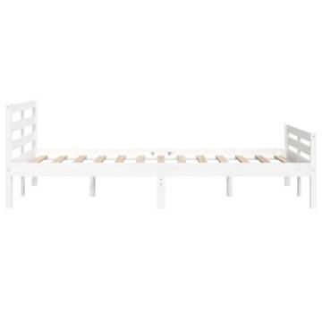 White Solid Wood Bed Frame 120x190 cm Small Double | HipoMarket