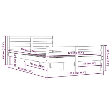 White Solid Wood Bed Frame 120x190 cm Small Double | HipoMarket