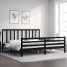 Bed Frame with Headboard Black 200x200 cm Solid Wood Colour black Size 200 x 200 cm 