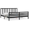 Black Bed Frame with Headboard - Solid Wood 200x200 cm