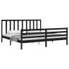 Black Bed Frame with Headboard - Solid Wood 200x200 cm