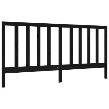 Black Bed Frame with Headboard - Solid Wood 200x200 cm