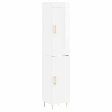 Elegant Highboard High Gloss White - 34.5x34x180 cm