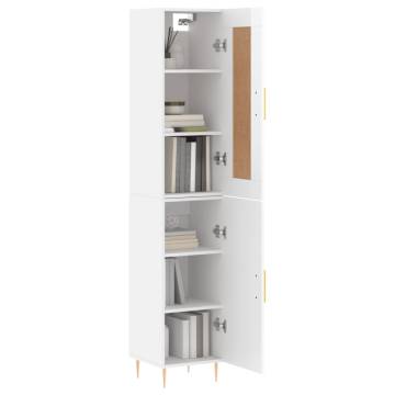 Elegant Highboard High Gloss White - 34.5x34x180 cm