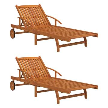 Sun Loungers 2 pcs Solid Wood Acacia for Your Outdoor Space