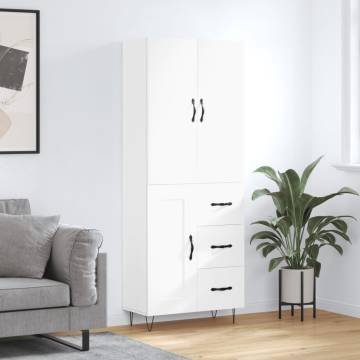 Stylish Highboard White 69.5x34x180 cm - Quality Storage