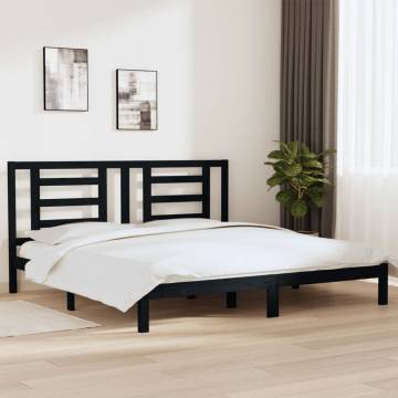 Black Solid Wood Pine Bed Frame 200x200 cm | HipoMarket