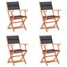 Folding Garden Chairs Set - 4 pcs Black Eucalyptus & Textilene