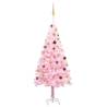 Artificial Pre-lit Christmas Tree with Ball Set Pink 180 cm PVC Colour pink and gold Size 180 x 93 cm Quantity in Package 1 Number of Branch Tips 