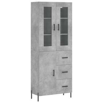 Stylish Highboard in Concrete Grey - 69.5x34x180 cm