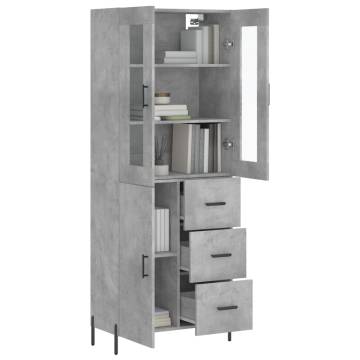 Stylish Highboard in Concrete Grey - 69.5x34x180 cm