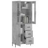 Stylish Highboard in Concrete Grey - 69.5x34x180 cm