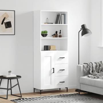 Stylish Highboard White 69.5x34x180 cm - Durable & Elegant