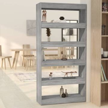 Stylish Grey Sonoma Book Cabinet & Room Divider | 80x30x166 cm