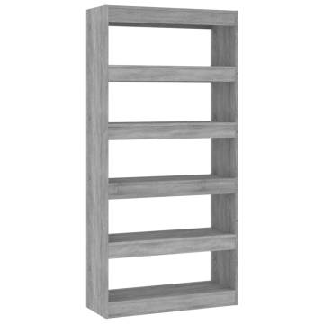 Stylish Grey Sonoma Book Cabinet & Room Divider | 80x30x166 cm