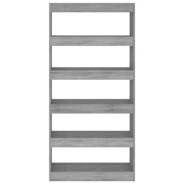 Stylish Grey Sonoma Book Cabinet & Room Divider | 80x30x166 cm