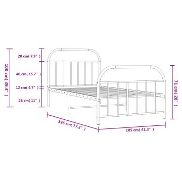 White Metal Bed Frame with Headboard | 100x190 cm | HipoMarket