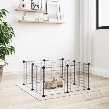 8-Panel Pet Cage Black 35x35 cm Steel - Spacious & Durable