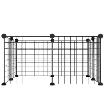 8-Panel Pet Cage Black 35x35 cm Steel - Spacious & Durable