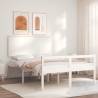 Bed Frame with Headboard White 140x190 cm Solid Wood Colour white Size 140 x 190 cm 