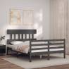 Bed Frame with Headboard Grey 140x190 cm Solid Wood Colour grey Size 140 x 190 cm Model low 