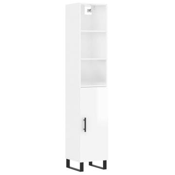 Stylish Highboard High Gloss White - 34.5x34x180 cm