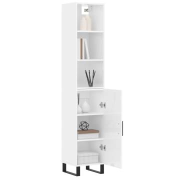 Stylish Highboard High Gloss White - 34.5x34x180 cm