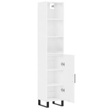 Stylish Highboard High Gloss White - 34.5x34x180 cm