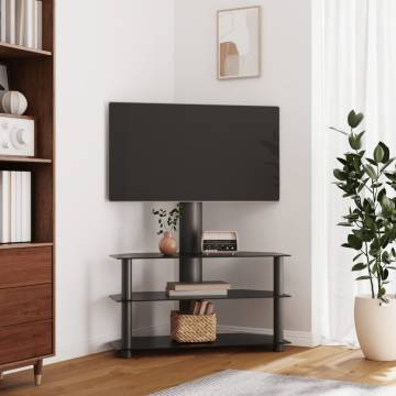 Stylish Corner TV Stand for 32-70 Inch TVs - 3 Tiers Black