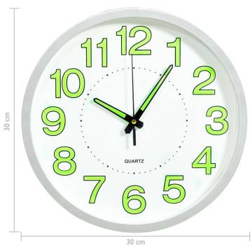 Luminous Wall Clock White 30 cm - Easy Read Timepiece