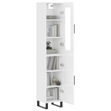 Stylish Highboard High Gloss White - 34.5x34x180 cm