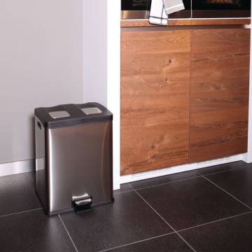 EKO Pedal Bin Rejoice 2x30 L Matte Silver - Modern Waste Solution