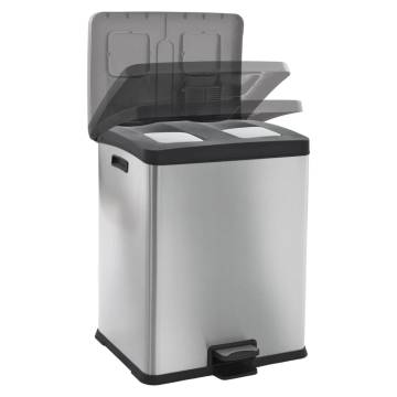 EKO Pedal Bin Rejoice 2x30 L Matte Silver - Modern Waste Solution