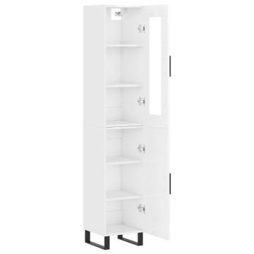 Stylish Highboard High Gloss White - 34.5x34x180 cm