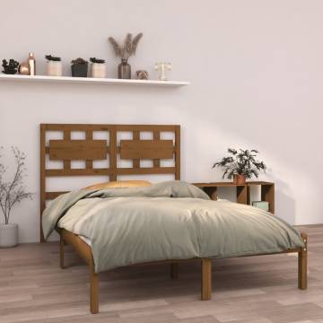 Honey Brown Solid Wood Bed Frame - 120x190 cm Small Double