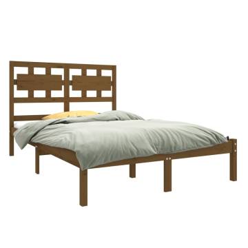 Honey Brown Solid Wood Bed Frame - 120x190 cm Small Double