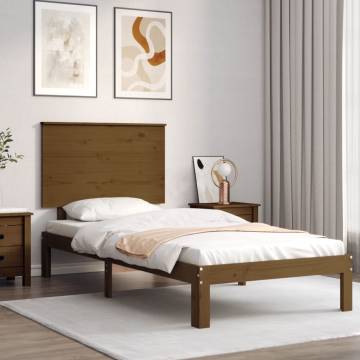 Honey Brown Bed Frame with Headboard - Solid Pine Wood 100x200 cm