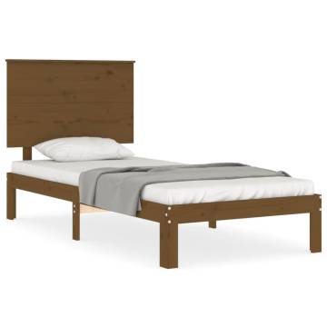 Honey Brown Bed Frame with Headboard - Solid Pine Wood 100x200 cm